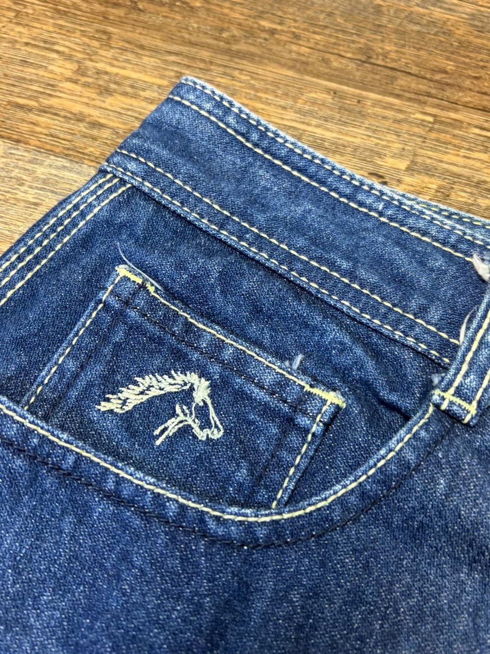 Vintage 80s Jordache Jean Women 33 (29) Pony High Waist Raw Indigo Denim Unhem - Picture 6 of 16